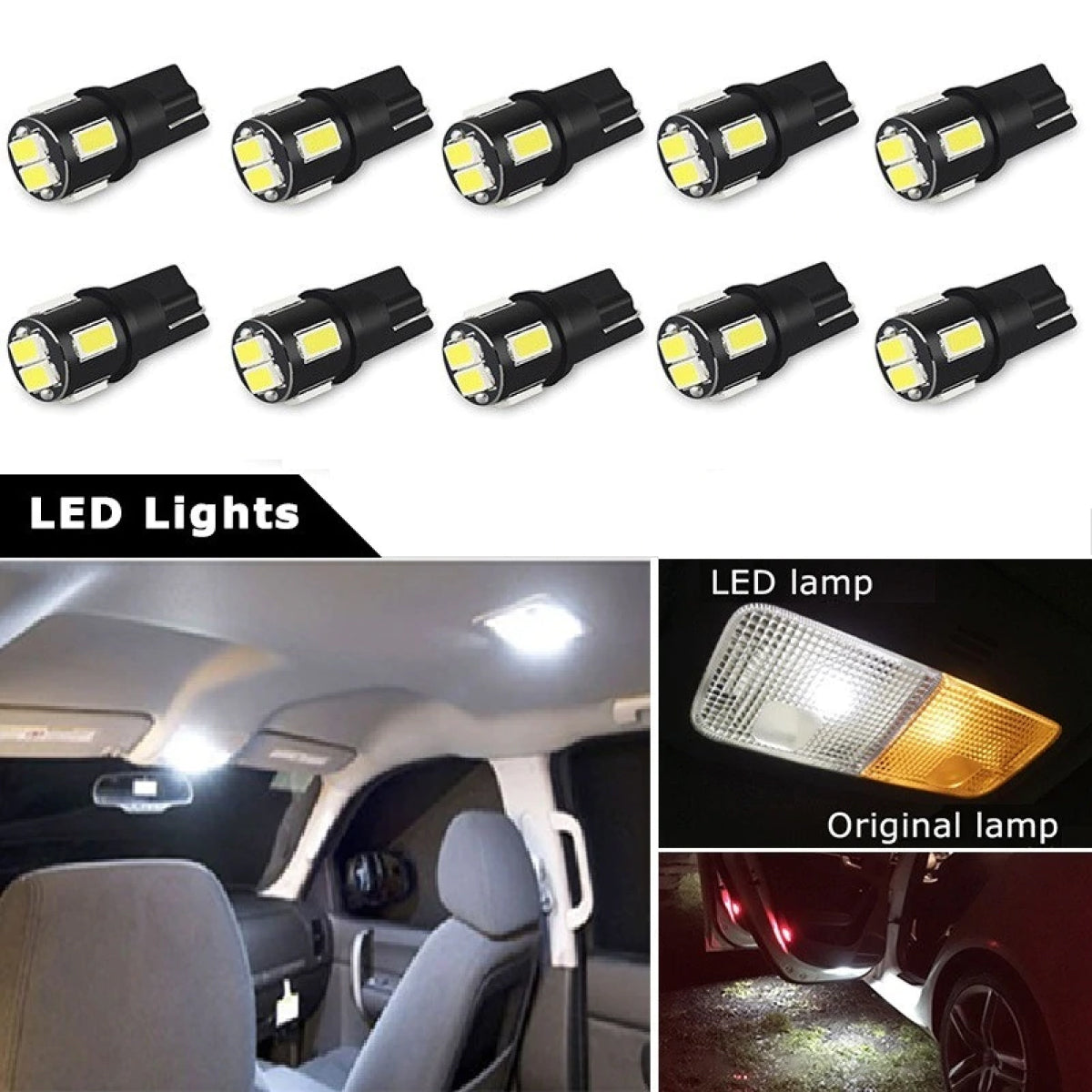 12V White Car Interior LED Lamp Replace