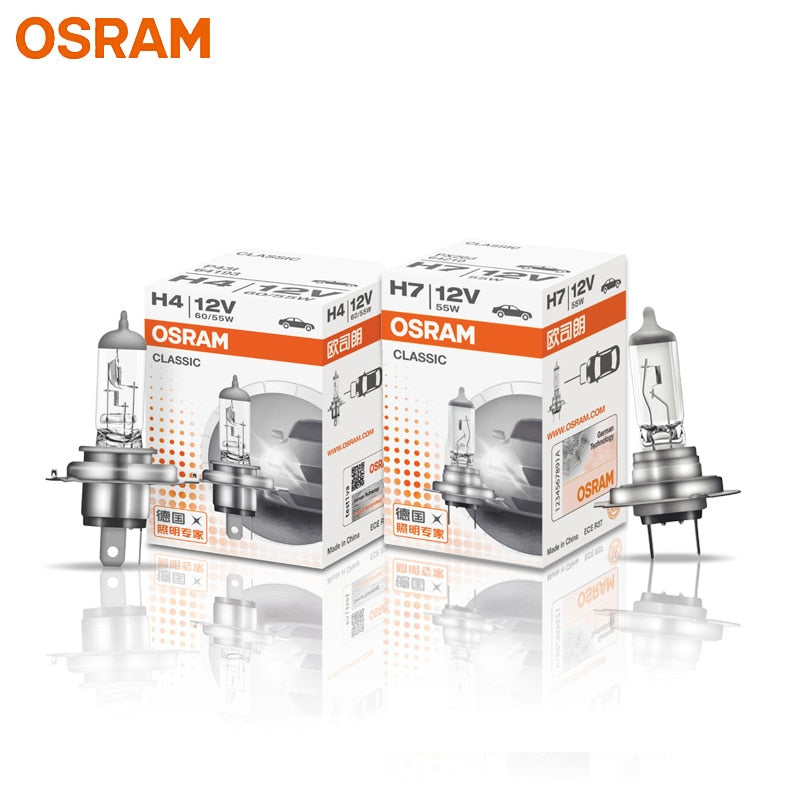 OSRAM Original H1 H4 H3 H7 Đèn tiêu chuẩn ánh sáng 12V Đèn pha 3200K Đèn pha tự động 55W 65W 100W Bóng đèn Halogen dành cho xe hơi Chất lượng OEM (1pc)