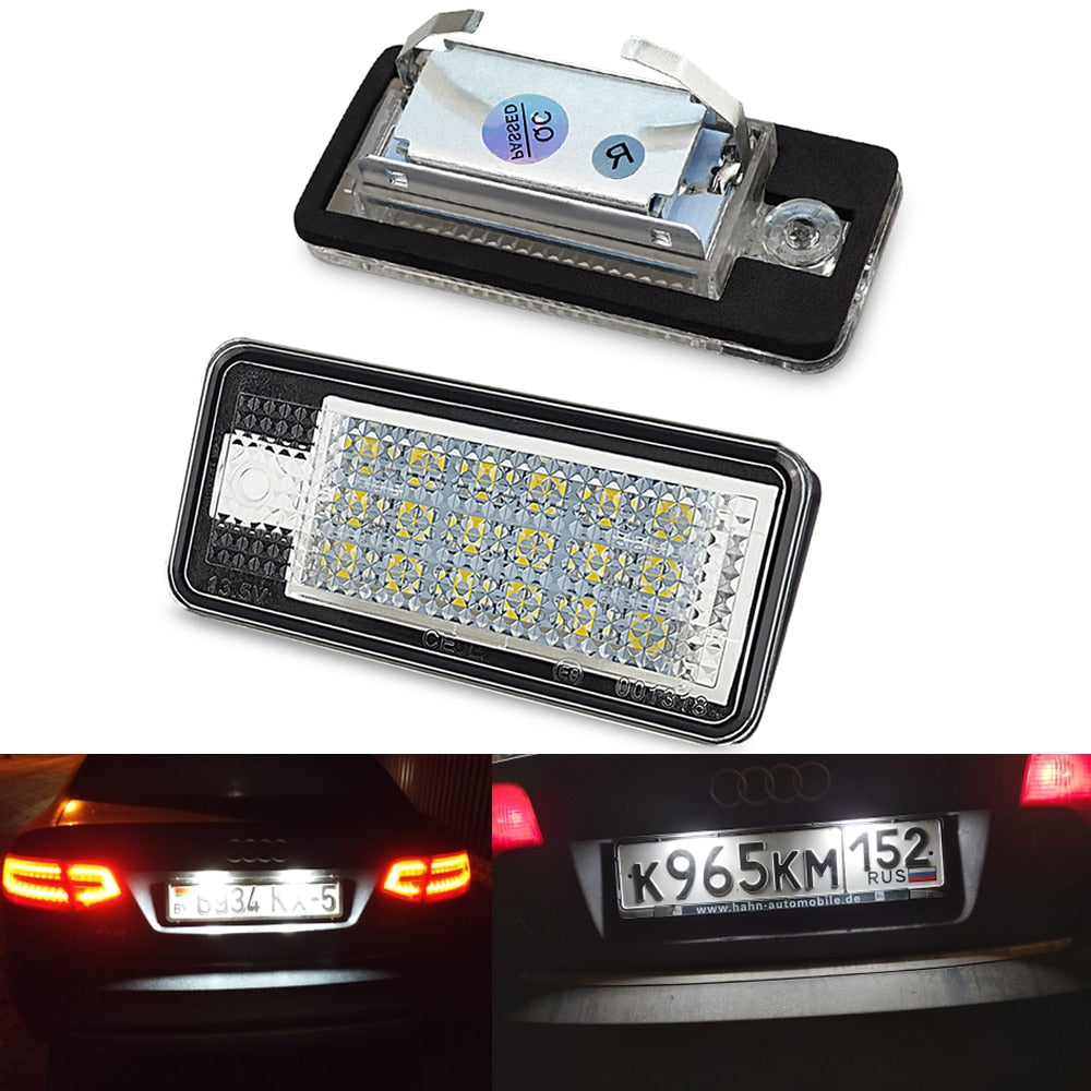 OXILAM 2x Đèn LED ô tô Đèn biển số Đèn LED 12V Ánh sáng trắng cho Audi A3 S3 8P A4 B6 B7 A5 A6 4F Q7 A8 S8 C6 Cabriolet