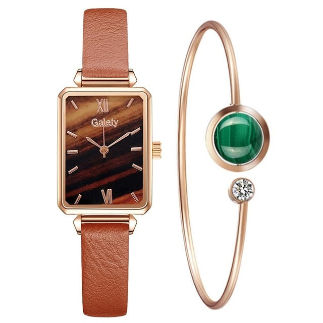 Gaiety marque femmes montres mode carré dames montre à Quartz Bracelet ensemble cadran vert Simple or Rose maille luxe femmes montres