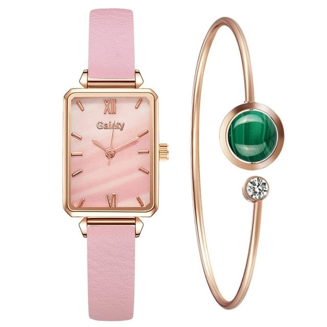 Gaiety marque femmes montres mode carré dames montre à Quartz Bracelet ensemble cadran vert Simple or Rose maille luxe femmes montres