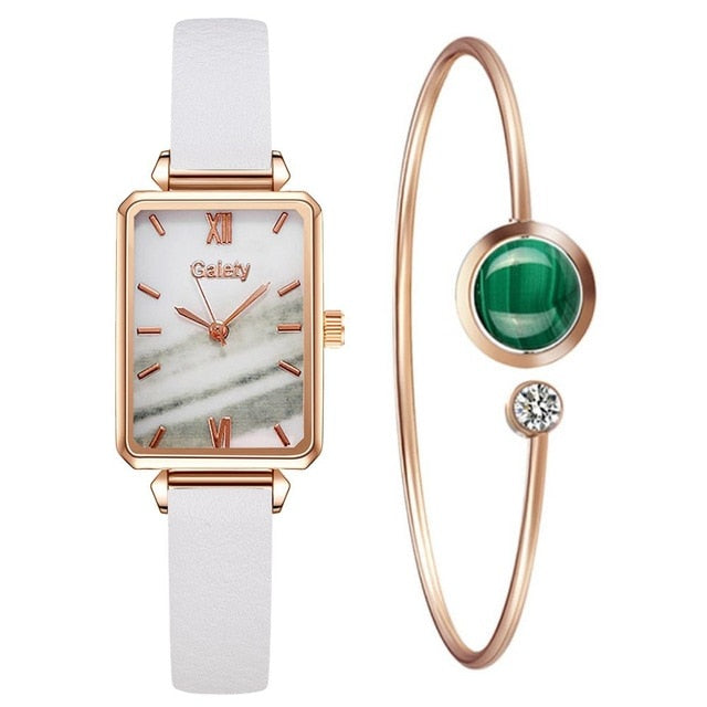 Gaiety marque femmes montres mode carré dames montre à Quartz Bracelet ensemble cadran vert Simple or Rose maille luxe femmes montres