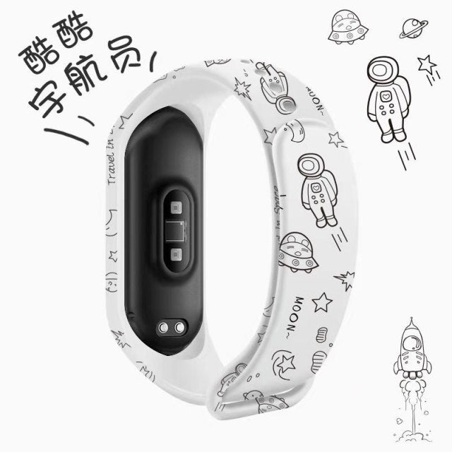 Strap For Xiaomi Mi Band 4 3 5 6 watch band Creative graffiti style Silicone bracelet replacement For XiaoMi band 4 5 Wristband