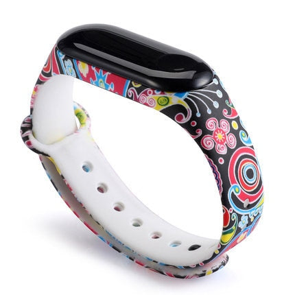 Strap For Xiaomi Mi Band 4 3 5 6 watch band Creative graffiti style Silicone bracelet replacement For XiaoMi band 4 5 Wristband