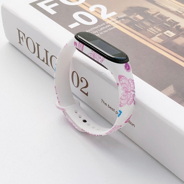 Strap For Xiaomi Mi Band 4 3 5 6 watch band Creative graffiti style Silicone bracelet replacement For XiaoMi band 4 5 Wristband