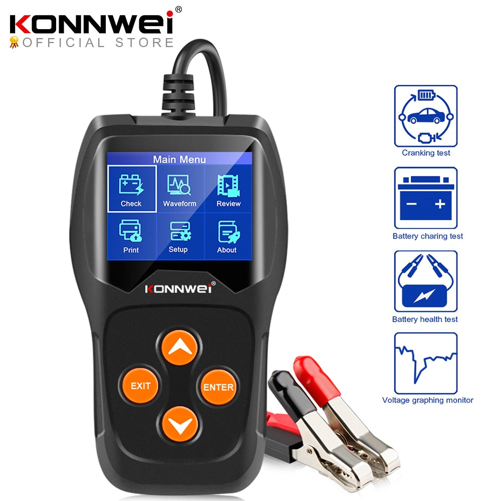 KONNWEI KW600 Car Battery Tester 12V 100 to 2000CCA 12 Volts Battery Tools for the Car Quick Cranking Charging Diagnostic