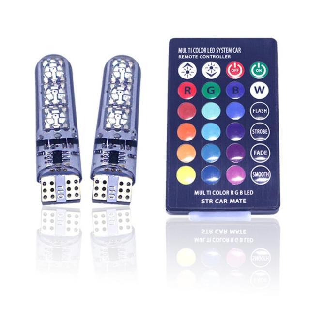 T10 5050 RGB LED Bulb 6SMD COB Canbus 194 168 Car With Remote Controller Flash/Strobe Reading Wedge Light