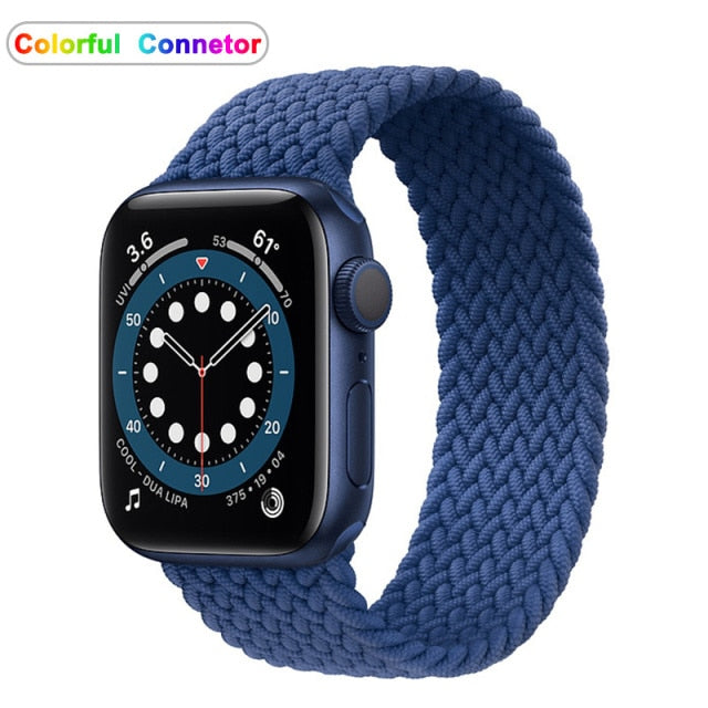 Solo Nylon Braid Strap cho Apple Watch Band 6 se 5 4 3 44mm 40mm 38mm 42mm Dây đeo thể thao đàn hồi cho IWatch Series 6 5 4 3 2 1