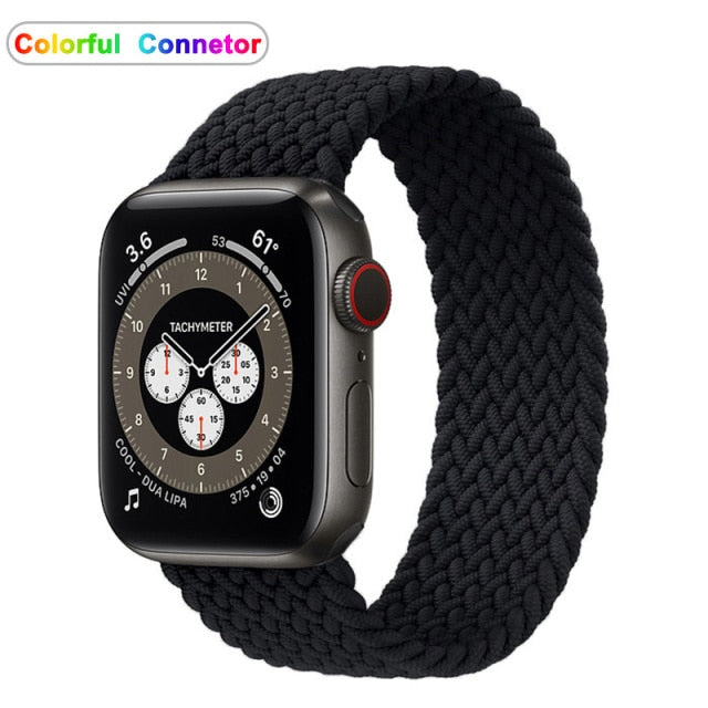 Solo Nylon Braid Strap cho Apple Watch Band 6 se 5 4 3 44mm 40mm 38mm 42mm Dây đeo thể thao đàn hồi cho IWatch Series 6 5 4 3 2 1