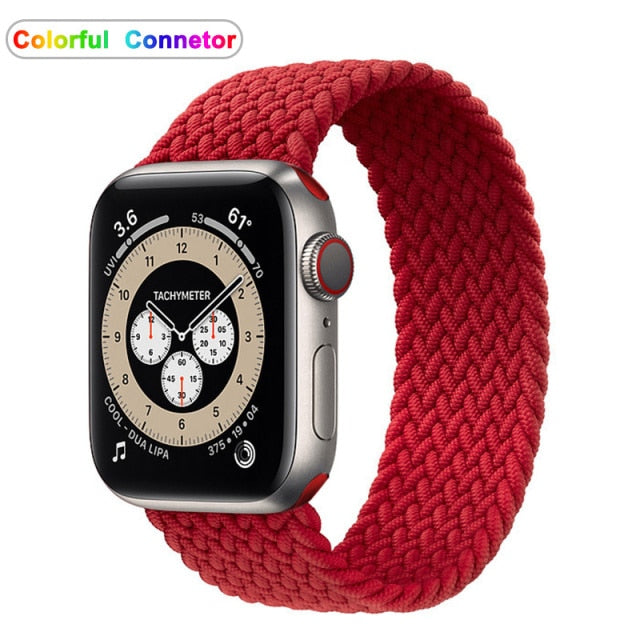 Solo Nylon Braid Strap cho Apple Watch Band 6 se 5 4 3 44mm 40mm 38mm 42mm Dây đeo thể thao đàn hồi cho IWatch Series 6 5 4 3 2 1