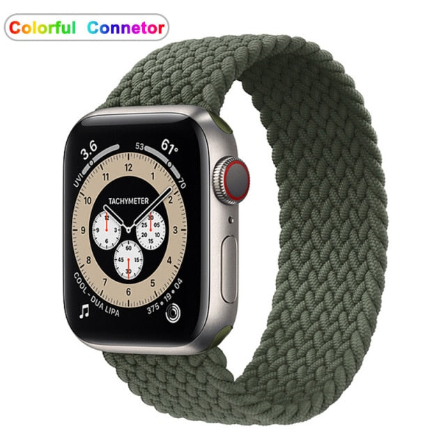 Solo Nylon Braid Strap cho Apple Watch Band 6 se 5 4 3 44mm 40mm 38mm 42mm Dây đeo thể thao đàn hồi cho IWatch Series 6 5 4 3 2 1