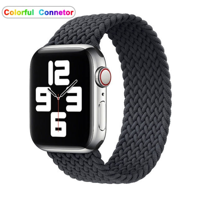 Solo Nylon Braid Strap cho Apple Watch Band 6 se 5 4 3 44mm 40mm 38mm 42mm Dây đeo thể thao đàn hồi cho IWatch Series 6 5 4 3 2 1