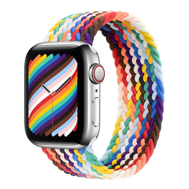 Solo Nylon Braid Strap cho Apple Watch Band 6 se 5 4 3 44mm 40mm 38mm 42mm Dây đeo thể thao đàn hồi cho IWatch Series 6 5 4 3 2 1