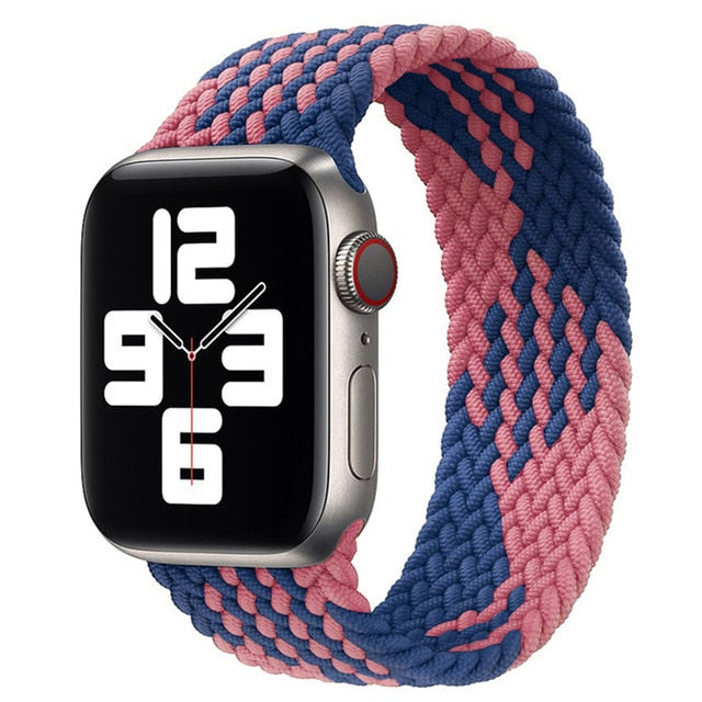 Solo Nylon Braid Strap cho Apple Watch Band 6 se 5 4 3 44mm 40mm 38mm 42mm Dây đeo thể thao đàn hồi cho IWatch Series 6 5 4 3 2 1