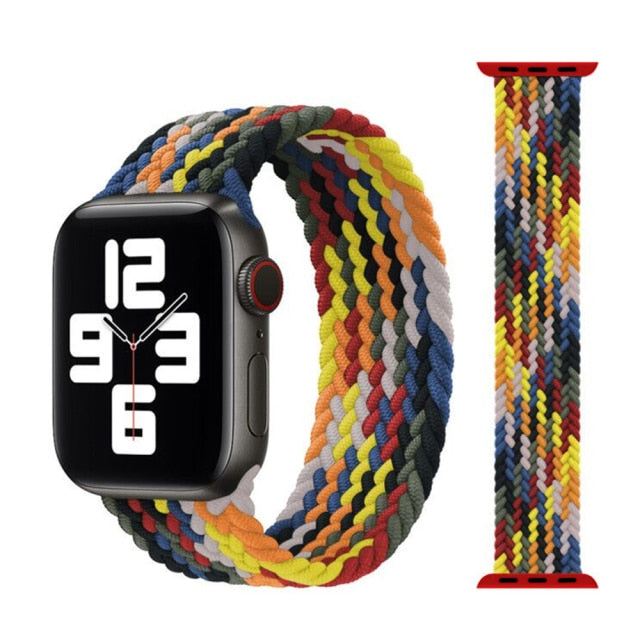 Solo Nylon Braid Strap cho Apple Watch Band 6 se 5 4 3 44mm 40mm 38mm 42mm Dây đeo thể thao đàn hồi cho IWatch Series 6 5 4 3 2 1