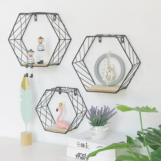 Nordic Style Iron Hexagonal Grid Wall